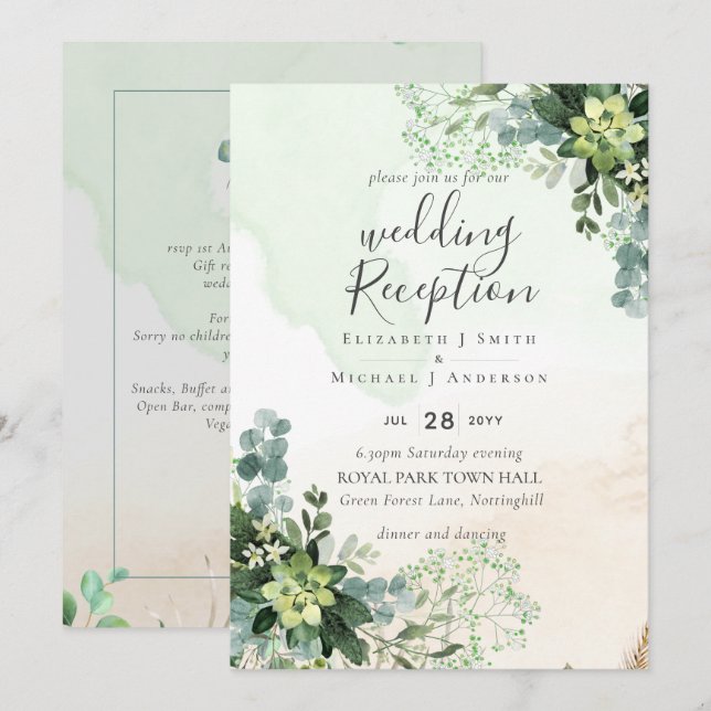 Invitation Soirée De Mariage Soirée Verdoyante Uniquement En (Devant / Derrière)