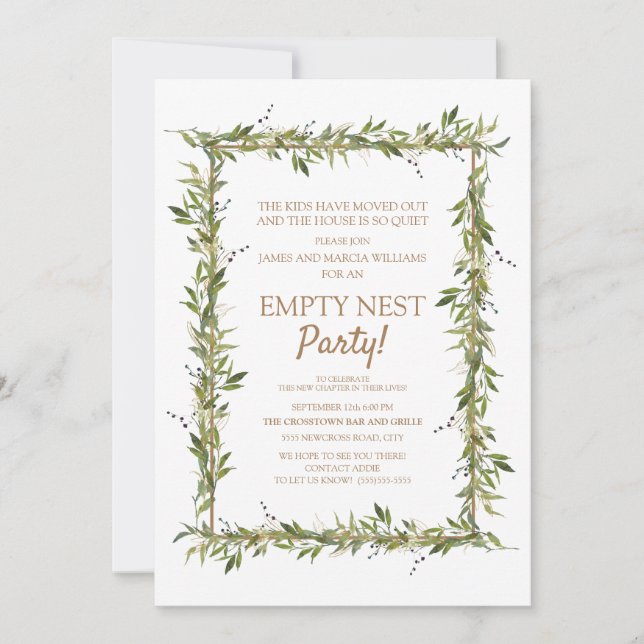 Invitation Soirée de nid vierge Feuille verte moderne (Devant)