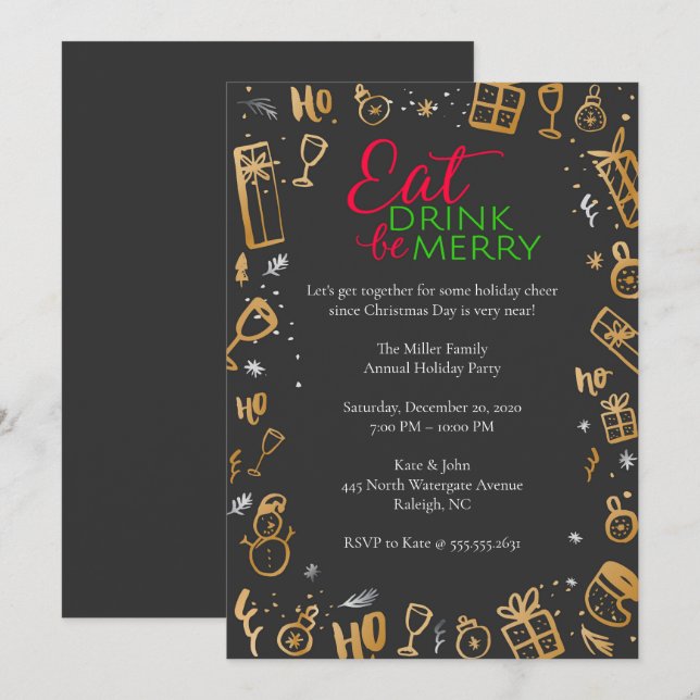 Invitation Soirée de Noël (Devant / Derrière)
