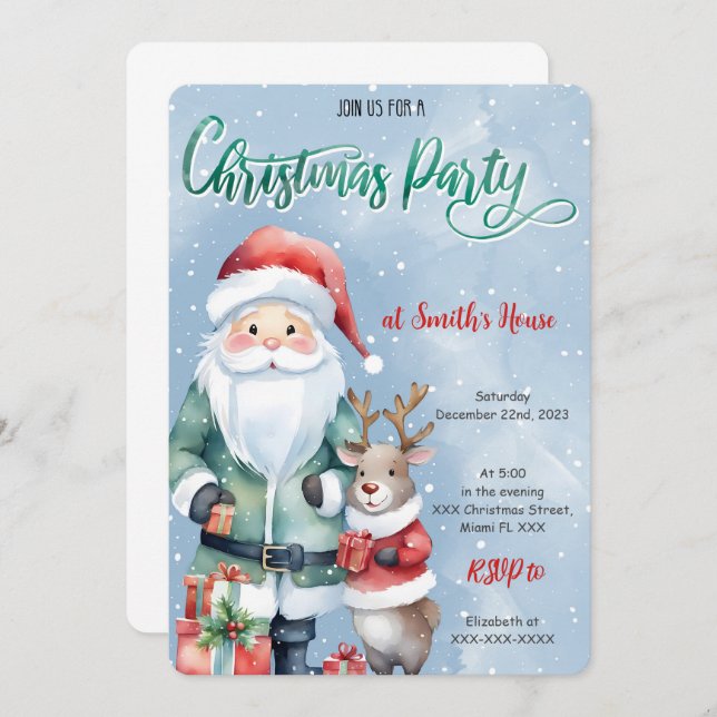 Invitation Soirée de Noël (Devant / Derrière)