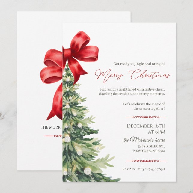 Invitation Soirée de Noël (Devant / Derrière)