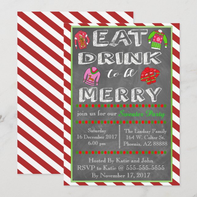 Invitation Soirée de Noël (Devant / Derrière)
