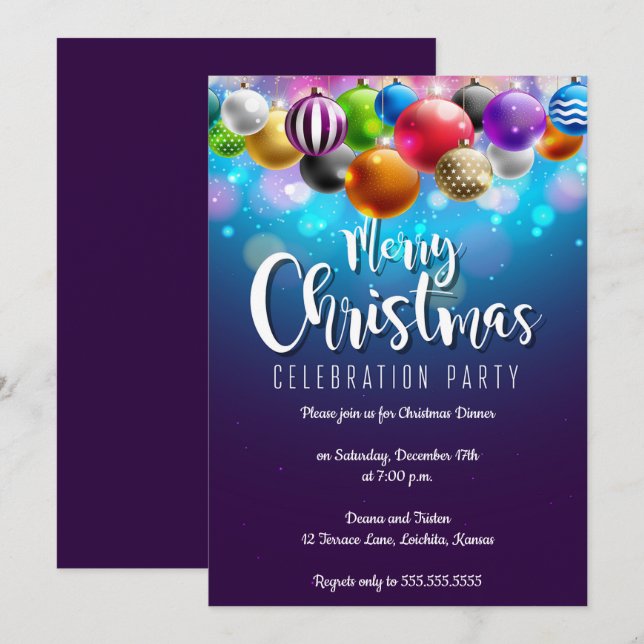 Invitation Soirée de Noël (Devant / Derrière)