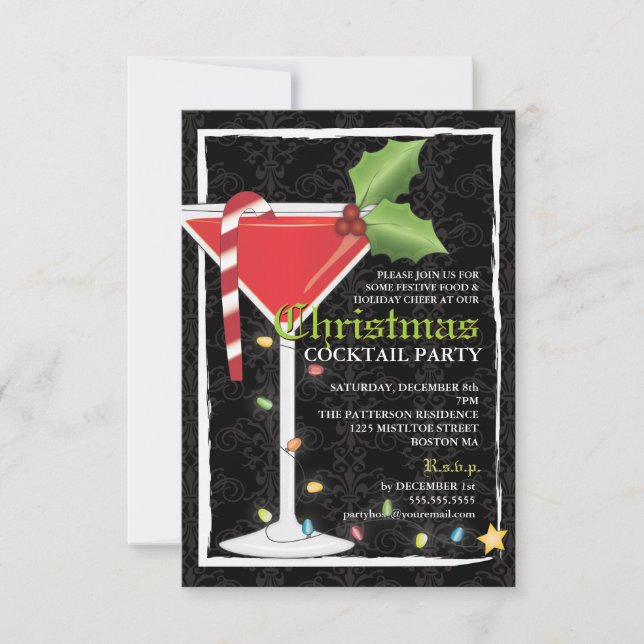 Invitation Soirée de Noël à l'élégante Red Martini (Devant)