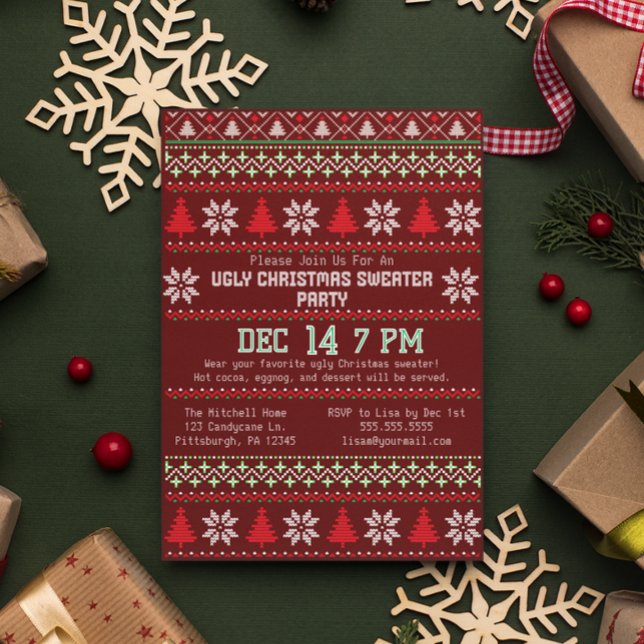 Invitation Soirée de Noël affreuse Flamme de neige déchirée (Créateur téléchargé)