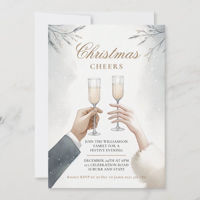 Invitation Soirée de Noël au Champagne (Devant)
