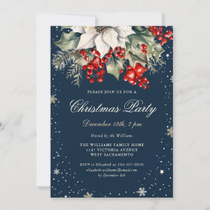 Invitation Soirée de Noël aux baies Bleues Élégantes