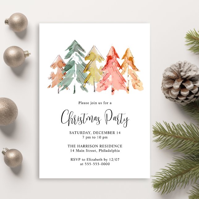 Invitation Soirée de Noël aux pins élégants (Créateur téléchargé)