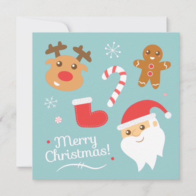 Invitation Soirée de Noël avec Reindeer, Père Noël (Devant)