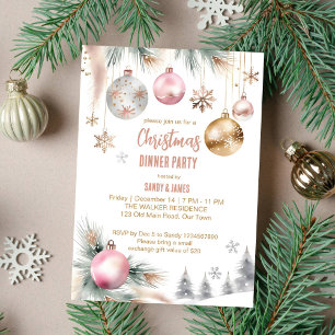 Invitation Soirée de Noël boho aquarelle métallique