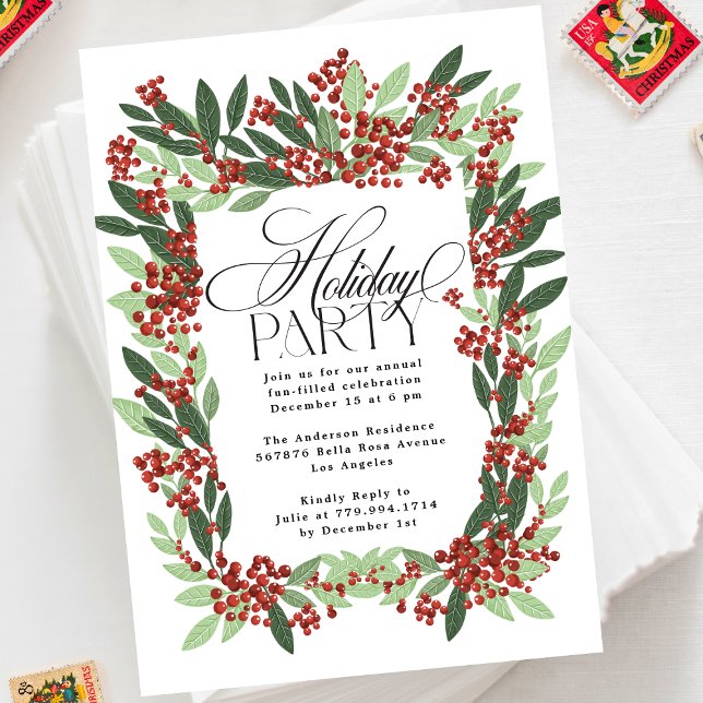 Invitation Soirée de Noël botanique Elegance enchantée (Créateur téléchargé)