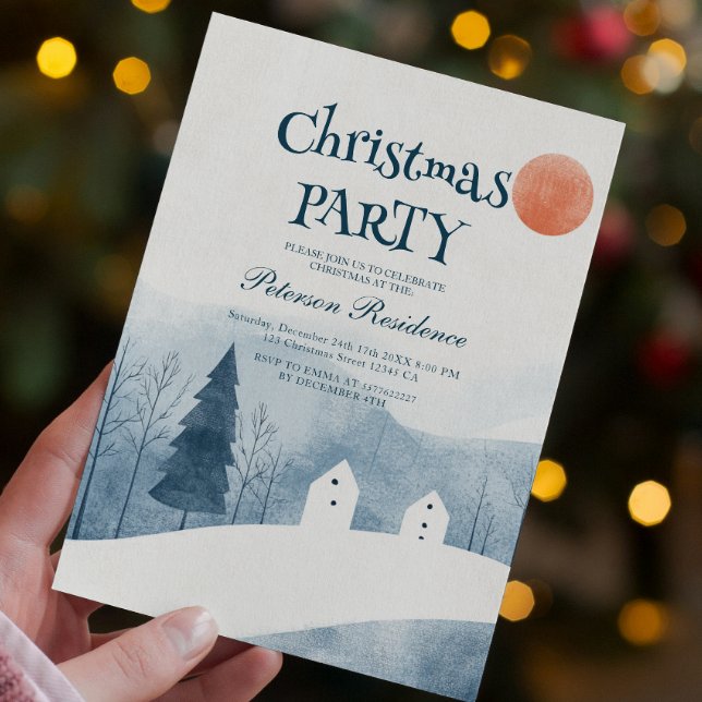 Invitation Soirée de Noël dans un paysage hivernal élégant (Créateur téléchargé)