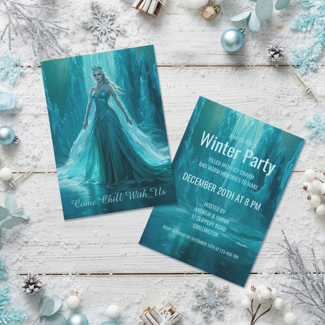 Invitation Soirée de Noël de la reine des glaces magiques (Créateur téléchargé)