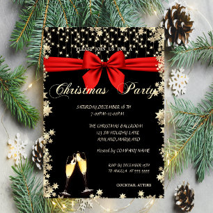Invitation Soirée de Noël de la société Elegant, Bow, Glass,