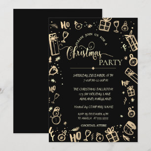 Invitation Soirée de Noël de la société Élégant Or Noir