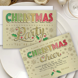 Invitation Soirée de Noël de la typographie d'or