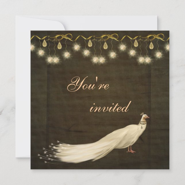 Invitation Soirée de Noël de l'Élégant paon blanc (Devant)