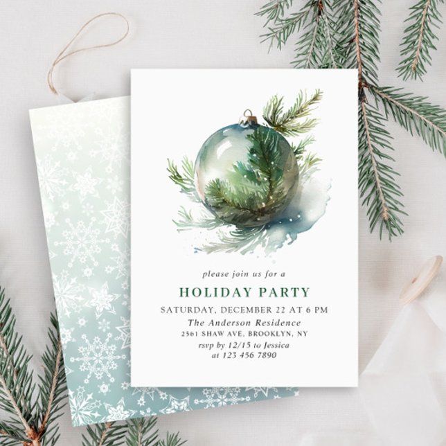 Invitation Soirée de Noël de l'élégante aquarelle (Créateur téléchargé)