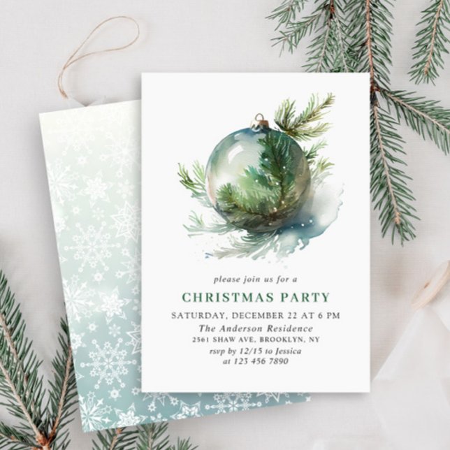 Invitation Soirée de Noël de l'élégante aquarelle (Créateur téléchargé)