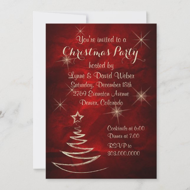 Invitation Soirée de Noël de l'Elégante Red Silver (Devant)