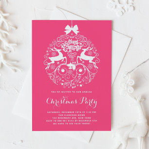 Invitation Soirée de Noël de l'Ornat Festif Rose Hot