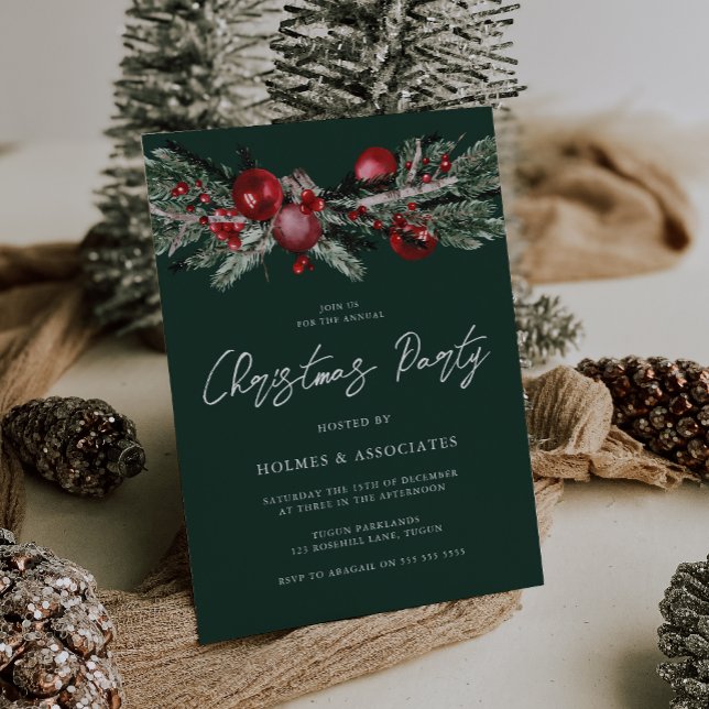 Invitation Soirée de Noël de Noël d'entreprise Green Classic (Créateur téléchargé)
