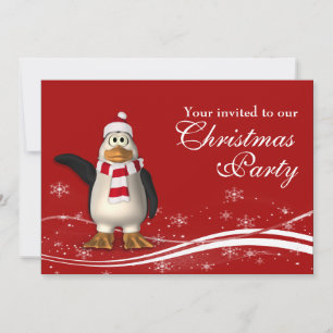 Invitation Soirée de Noël de Pingouin Père Noël