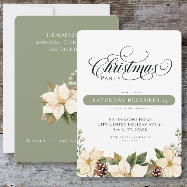 Invitation Soirée de Noël de Poinsettia blanche (Créateur téléchargé)