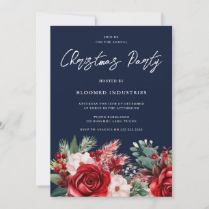 Invitation Soirée de Noël d'entreprise Elégante Marine Bleue
