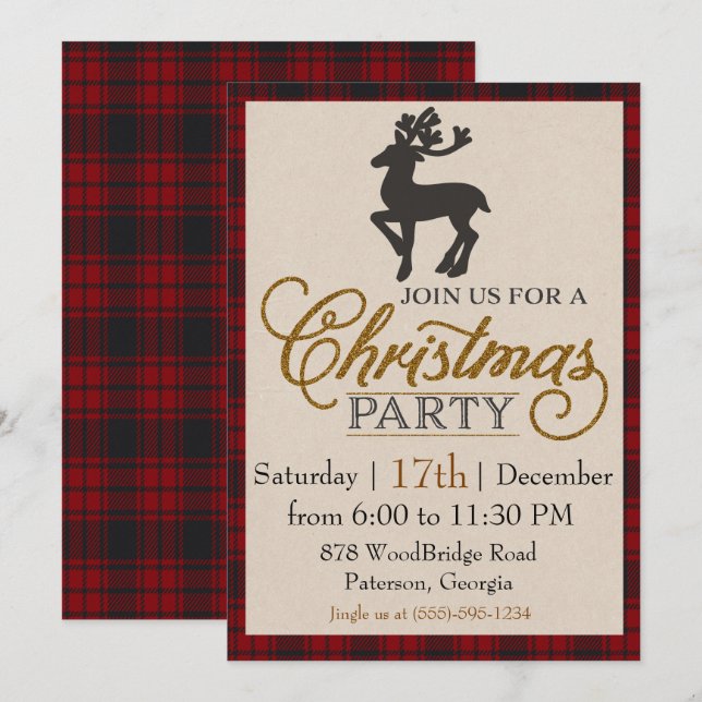 Invitation Soirée de Noël des rennes d'or (Devant / Derrière)