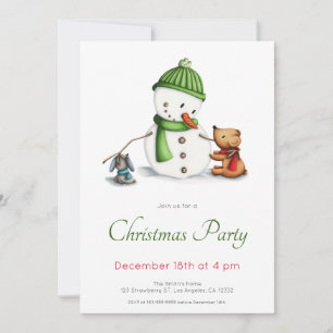 Invitation Soirée de Noël du motoneige vert mignon