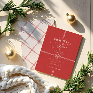 Invitation Soirée de Noël Elegant Bow Présence