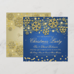 Invitation Soirée de Noël Elegant Gold & Navy