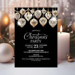 Invitation Soirée de Noël Elegant Gold Ornamy