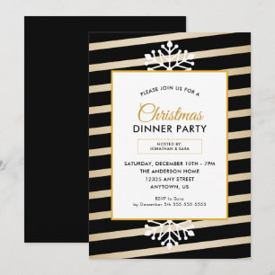 Invitation Soirée de Noël Elegant Noir et Or