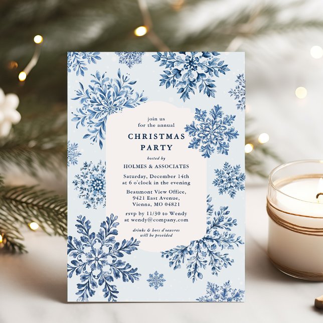 Invitation Soirée de Noël Elegant Toile Snowflake (Créateur téléchargé)