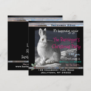 Invitation Soirée de Noël Elégante Bunny Snowy