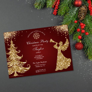 Invitation Soirée de Noël élégante classique avec ange
