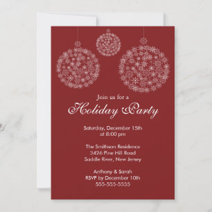 Invitation Soirée de Noël élégante en rouge et blanc