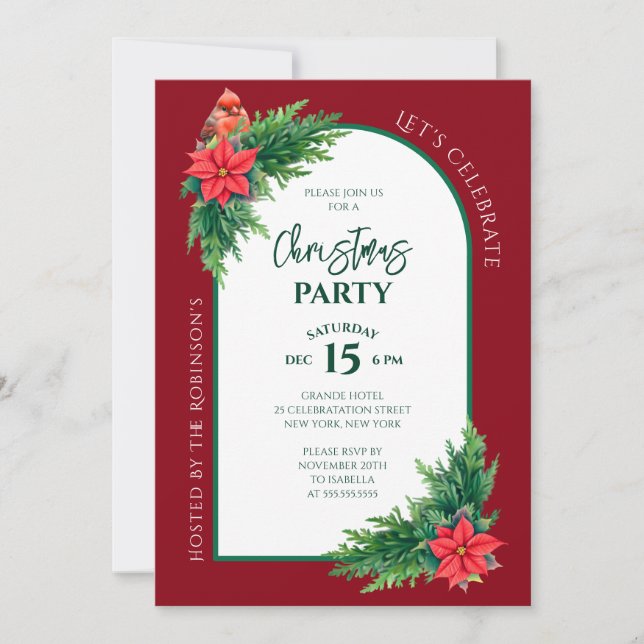 Invitation Soirée de Noël Elégante et verdoyante (Devant)