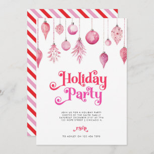 Invitation Soirée de Noël Elégante Rose Chic