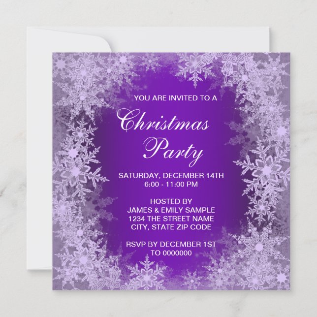 Invitation Soirée de Noël Elégante violet (Devant)
