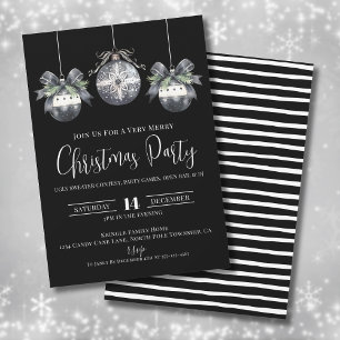 Invitation Soirée de Noël en noir et blanc