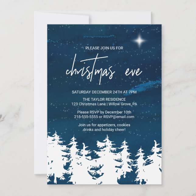Invitation Soirée de Noël étoilée (Devant)