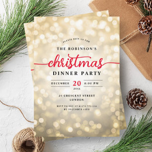 Invitation Soirée de Noël Glamour or