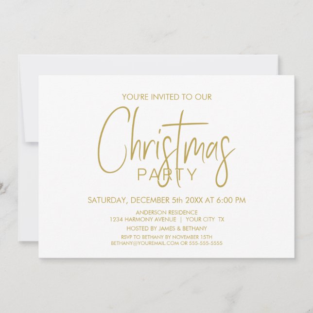 Invitation Soirée de Noël Gold et White (Devant)