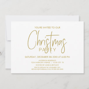 Invitation Soirée de Noël Gold et White
