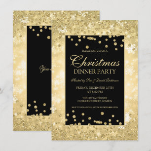 Invitation Soirée de Noël Gold Parties scintillant Hiver Wond