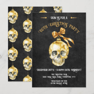 Invitation Soirée de Noël gothique Gold & Black