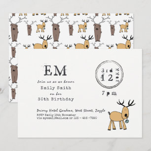Invitation Soirée de Noël irrégulière - Reindeer Doodle Types